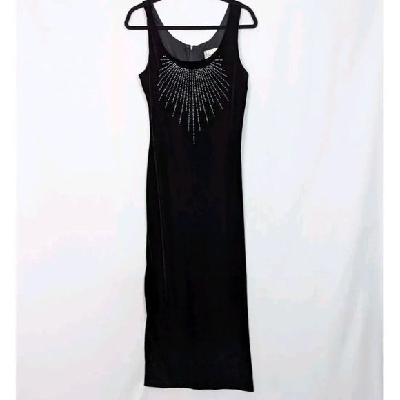 New Look Dresses & Skirts - New Look Dress Vintage 90s Y2K Black Velvet Glitter Embellishment Maxi Romantic